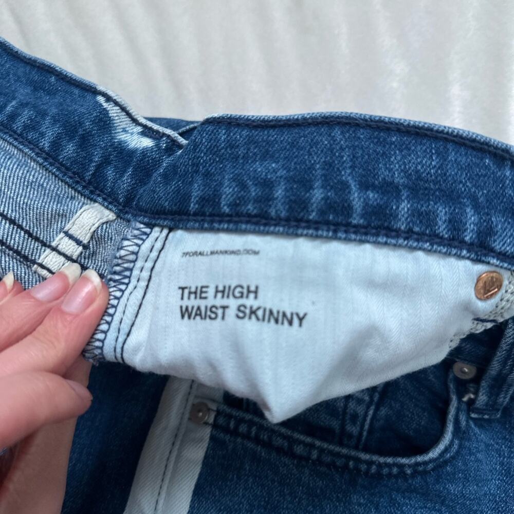 7 For All Mankind High Waist Skinny Jeans - Denim Blue and Light Blue - Picture 3 of 6